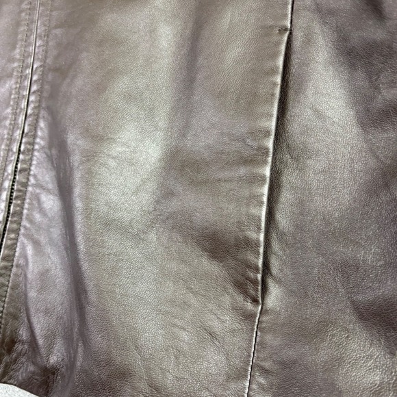 Brooks 346 Womens L Brown Leather Jacket Full Zip Collared Long Sleeve Classic - Picture 8 of 10